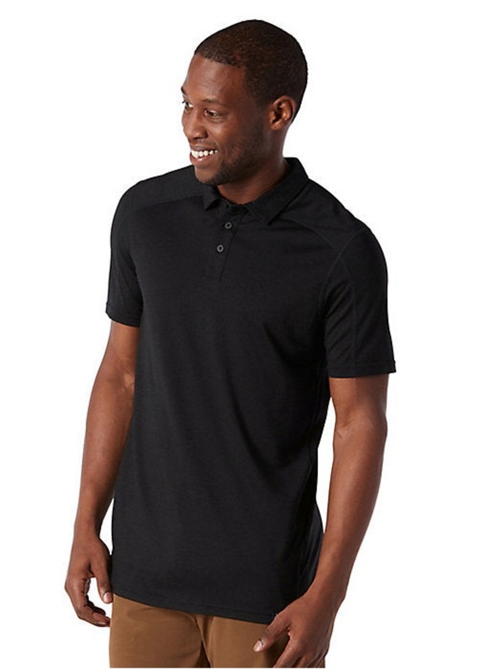 Smartwool Men's Black Merino Wool Blend Short-Sleeve Polo Shirt